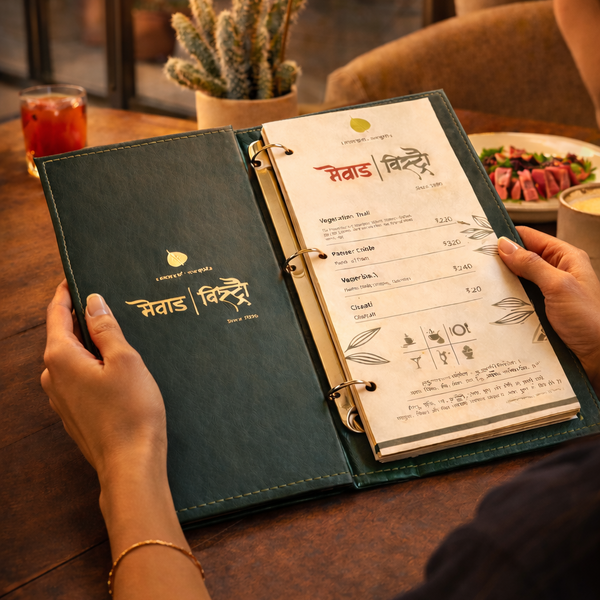 Leather menu card